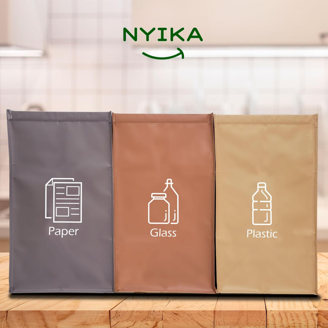 NYIKA - Mülltrennsystem 3fach - Recycling System - Mülltrennsystem - Altpapier Sammler - Mülltrennun