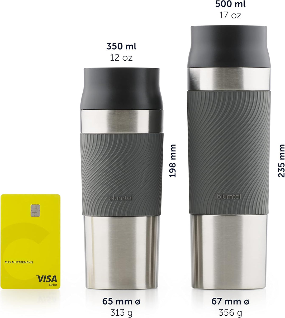 Blumtal Thermobecher 350 ml - Kaffeebecher to go aus Edelstahl - auslaufsicherer Isolierbecher kalt/