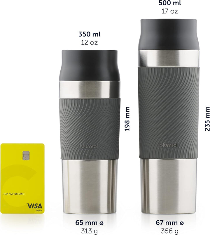 Blumtal Thermobecher 350 ml - Kaffeebecher to go aus Edelstahl - auslaufsicherer Isolierbecher kalt/