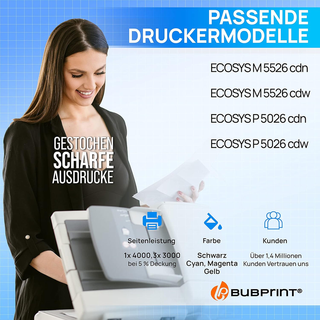 4 Toner kompatibel als Ersatz für Kyocera TK-5240 TK5240 für Ecosys M5526cdw M5526cdn P5026cdw P5026