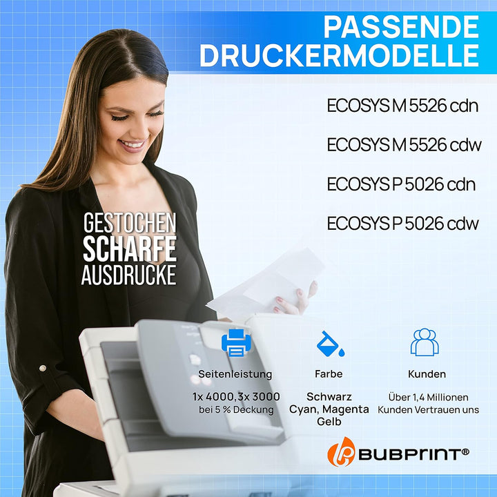 4 Toner kompatibel als Ersatz für Kyocera TK-5240 TK5240 für Ecosys M5526cdw M5526cdn P5026cdw P5026