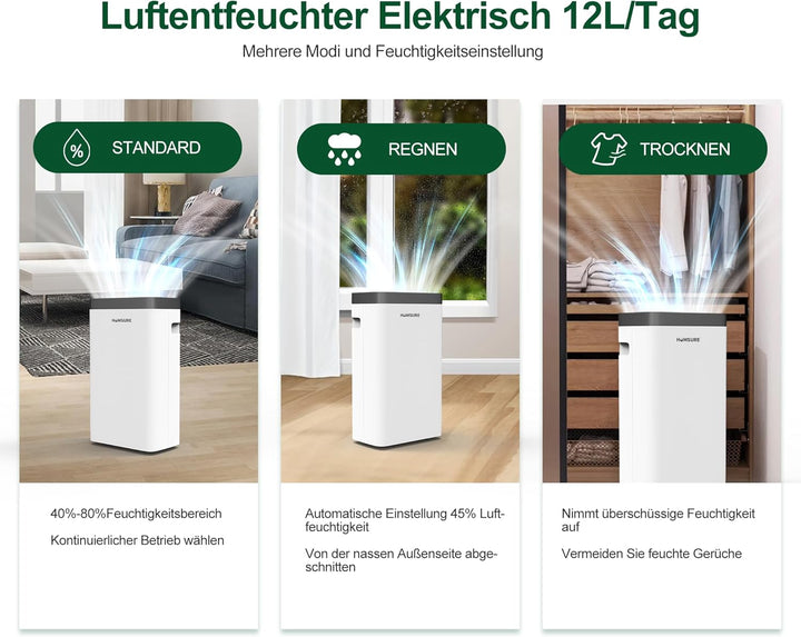 Luftentfeuchter 16L, Elektrisch Entfeuchter für 100m³(~40m²), Luftentfeuchter Keller, Timer, Automat