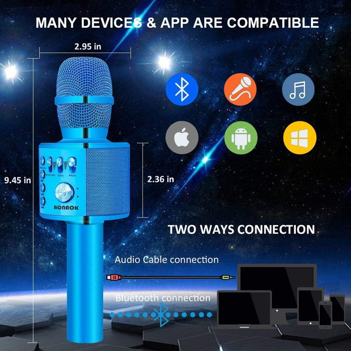 Bluetooth Karaoke Mikrofon Drahtloses,BONAOK Karaoke Mikrophone Echo, Home Party Microfon Kind mit a