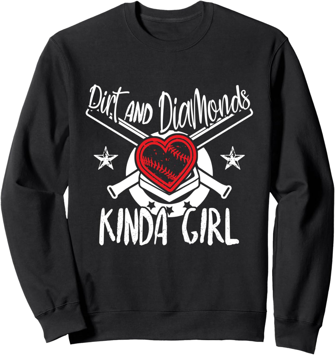 Softball - Dirt and Diamonds Kinda Girl Baseball Player Sweatshirt