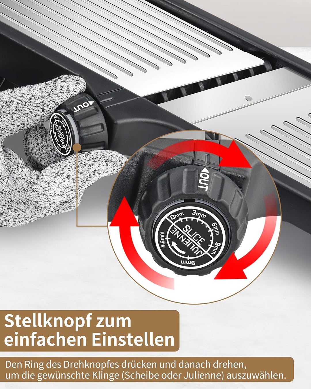 Gemüsehobel Mandoline, 5-in-1 Verstellbar Edelstahl Hobel Gemüse, Adjustable Vegetable Slicer, Tomat