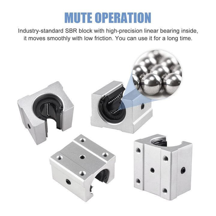 CNCMANS 2Stücke SBR16 500mm Linearführung Linearschiene Führungsschiene mit 4Stücke SBR16UU Linearla