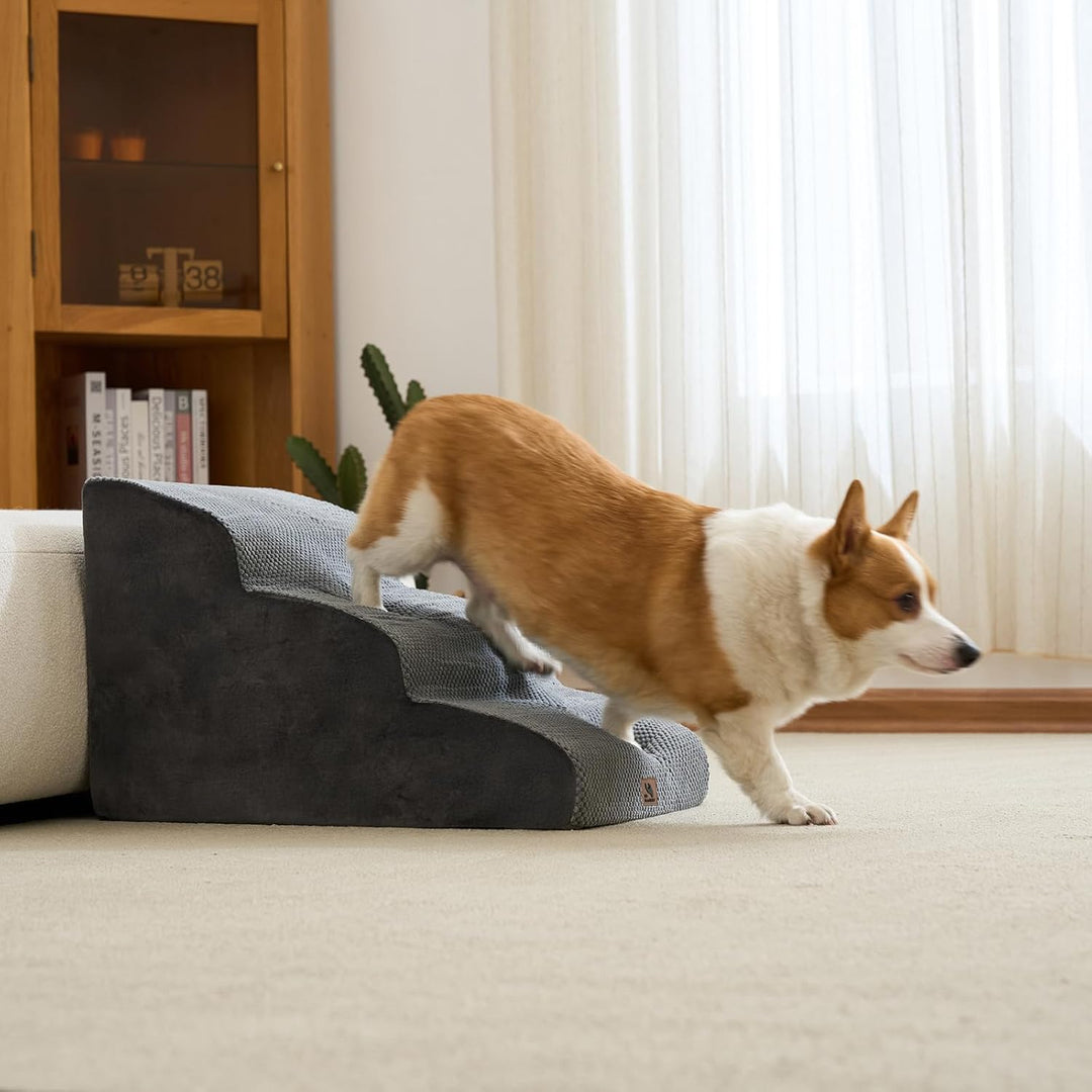 Hundetreppe für kleine Hunde, 3 Stufen 40cm Hoch Haustiertreppe, Waschbar rutschfest, Katzentreppe f