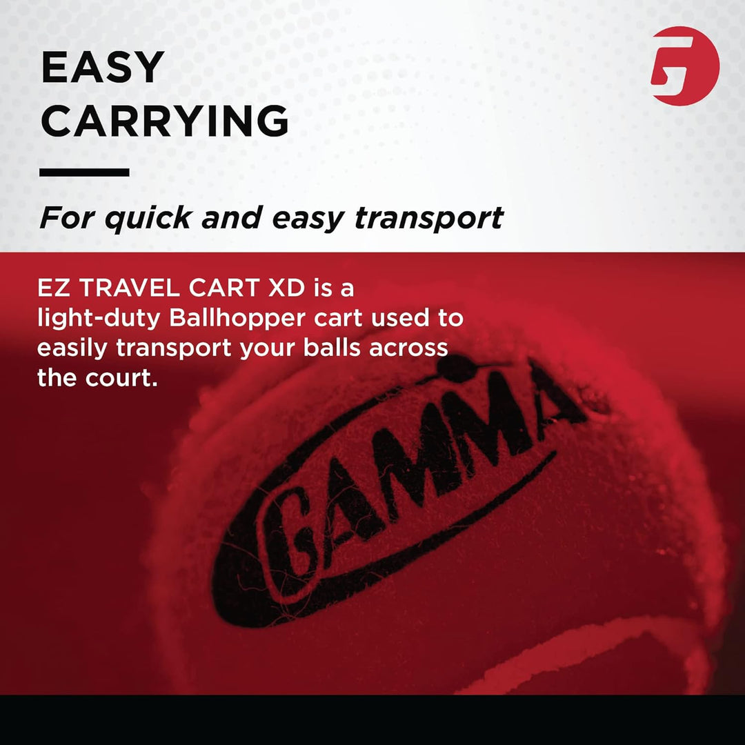 Gamma Sports EZ Travel Cart, Tennis- &amp; Pickleball-Ballkorb, Padel, Tragbares kompaktes Design, Stabi
