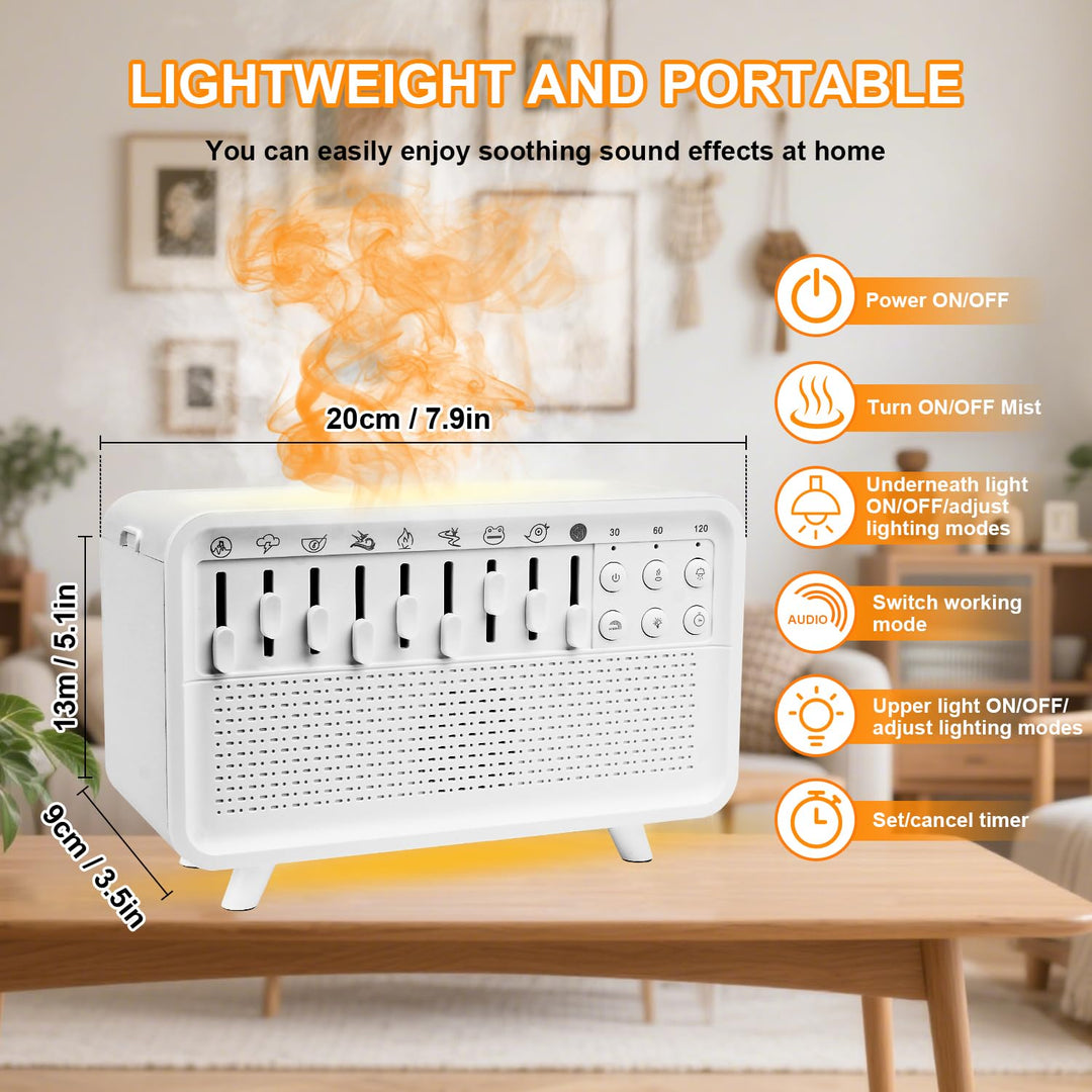 White Noise Night Light Humidifier, Luftbefeuchter mit Geräuschen, Portable Night Light Noise Machin