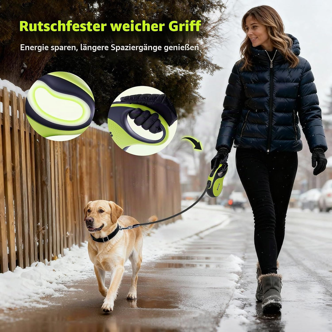 Pecute Hundeleine 5m, Verbesserte Kausichere Rollleine für Hunde, EIN-Knopf-Steuerung &amp; Verwicklungs