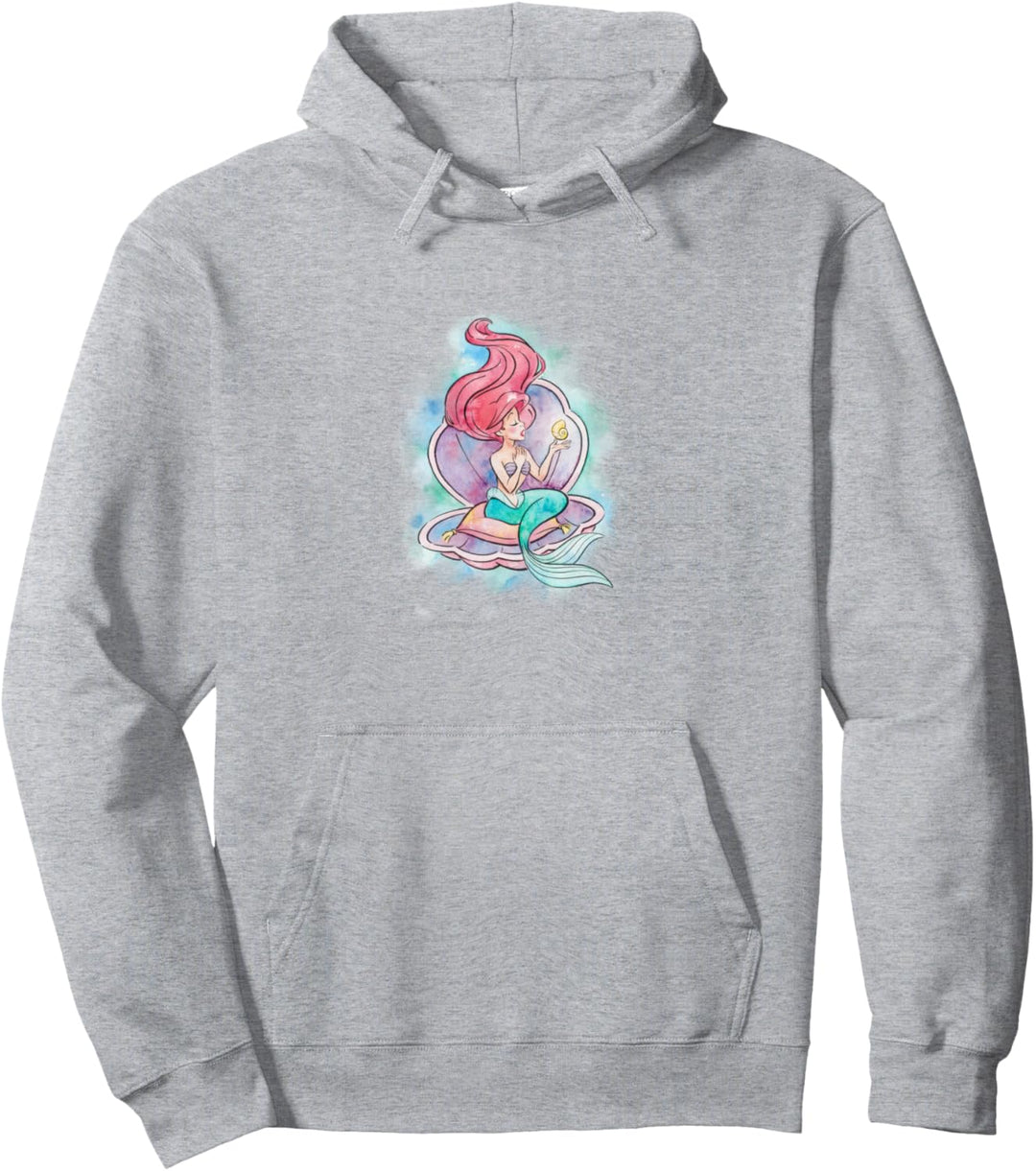 Disney Little Mermaid Ariel In Shell Watercolor Pullover Hoodie