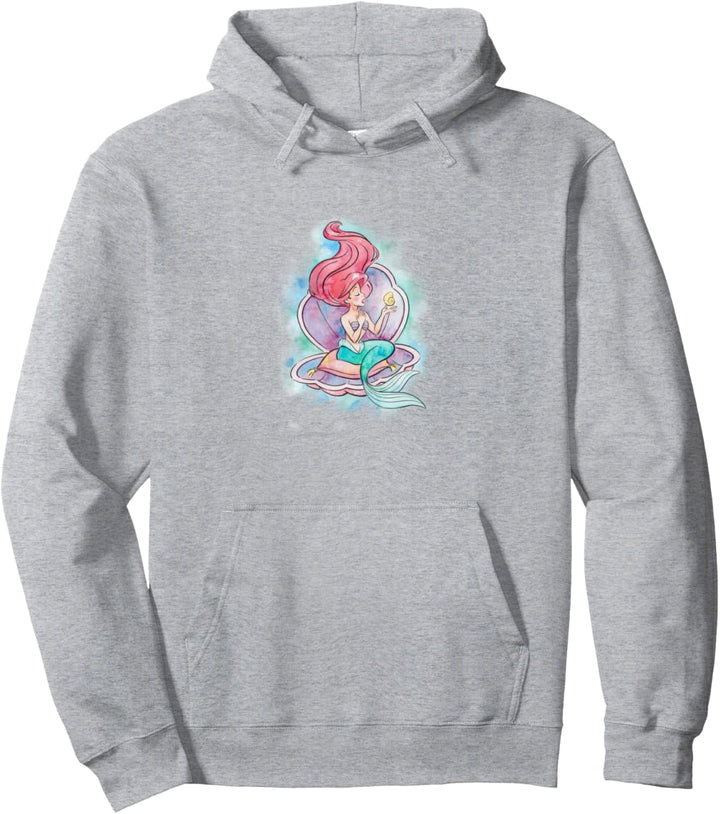 Disney Little Mermaid Ariel In Shell Watercolor Pullover Hoodie
