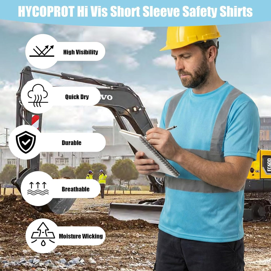 HYCOPROT Warnschutz T-Shirt Warnweste Reflektierend Warnweste Atmungsaktiv Leicht Kurzarmshirt Kurza