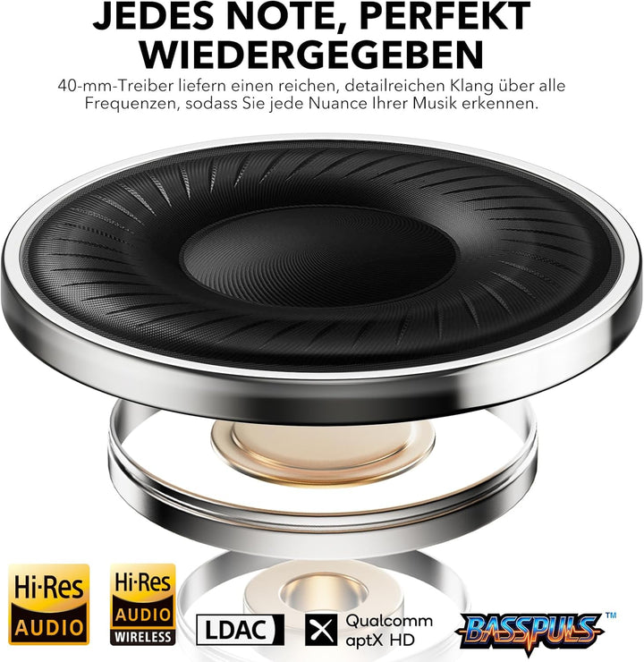 1Mii AI E700 Kabellose Bluetooth Over-Ear-Kopfhörer mit Active Noise Cancelling, Hi-Res Audio LDAC/a