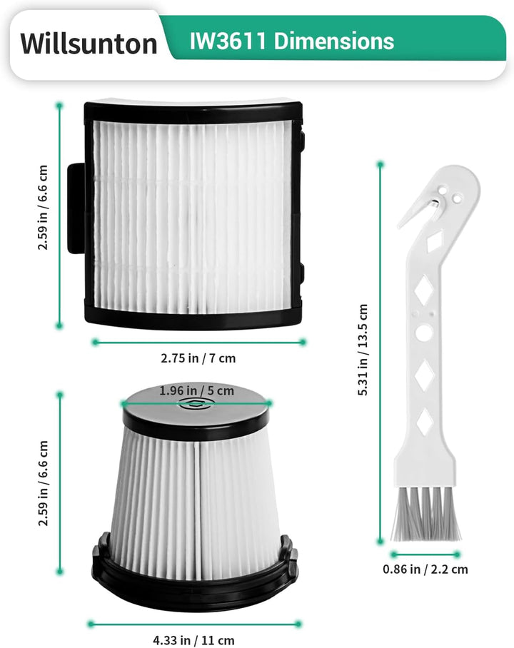 IW3612EU Filters Kompatibel mit Shark IW1611DE IW1611EU IW3611DE IW3611EU Detect Clean & Empty Akku-