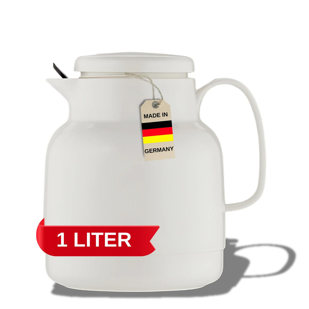 Helios Mondo Kunststoff-Isolierkanne mit Teesieb, Weiss, 14.2 x 13.6 x 19.3 cm 14.2 x 13.6 x 19.3 cm