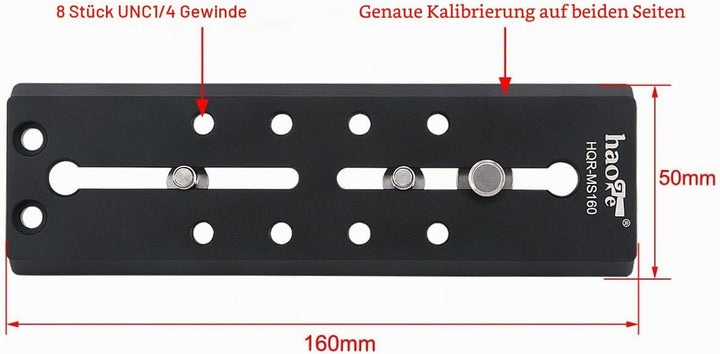 Haoge HQR-MS160 Schnellwechselplatte für Manfrotto MVH500AH MVH500A MVH502AH MVH502A 501HDV 503HDV 5
