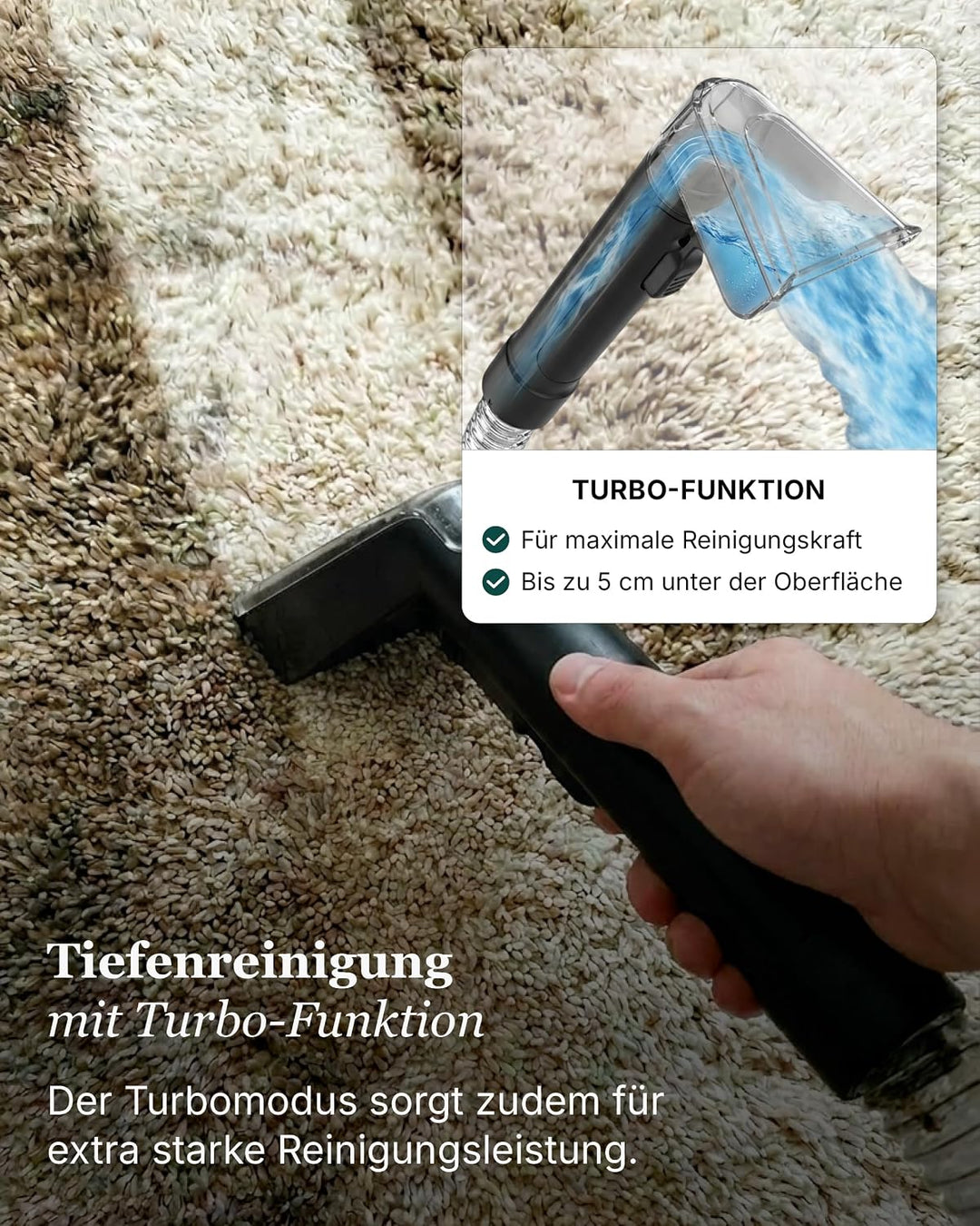 Motionflow Teppichreiniger Waschsauger mit Heizfunktion - 1200W Polsterreiniger Gerät für Teppiche,