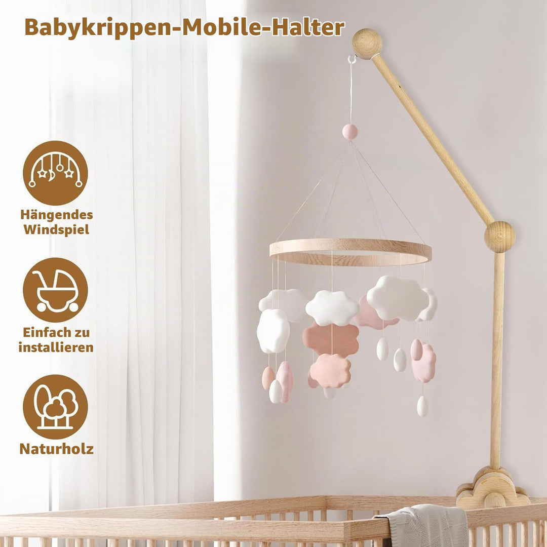 Mobile Halterung Holz,Baby Mobile Halterung für Babybett,Verstellbarer Mobile Halterung Wickeltisch