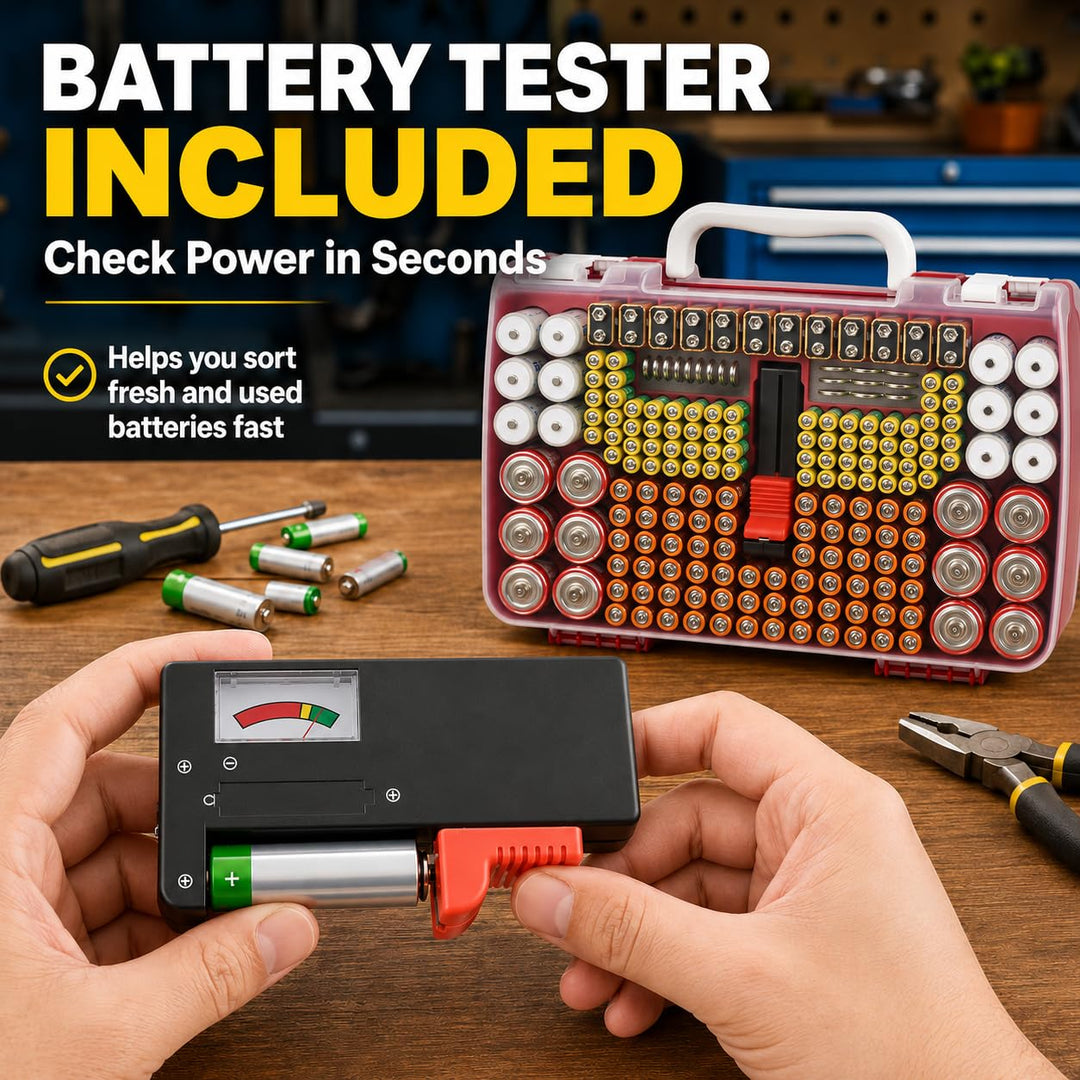 Batterie Aufbewahrungs Organizer mit doppelseitiger Batteriebehälter für 269 Stück AA AAA AAAA 3A 4A
