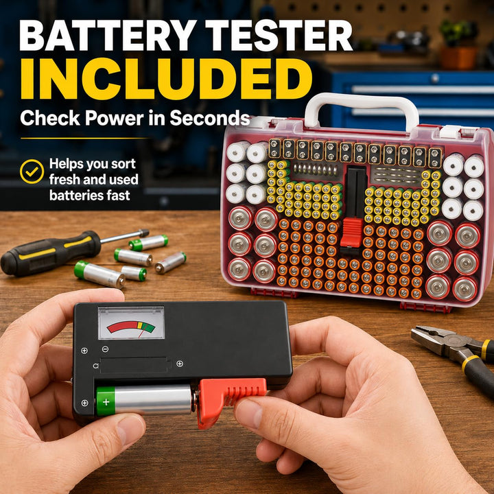 Batterie Aufbewahrungs Organizer mit doppelseitiger Batteriebehälter für 269 Stück AA AAA AAAA 3A 4A