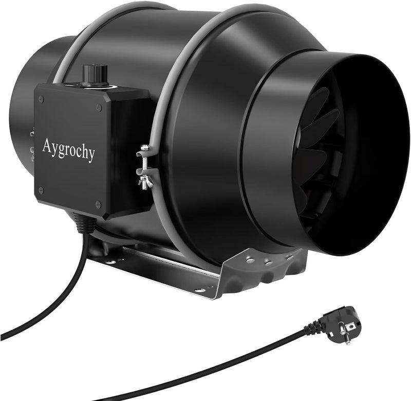 Aygrochy 150mm Regelbar Rohrventilator, Abluftventilator für Heizung, Kühlung, Booster, Wachstumszel