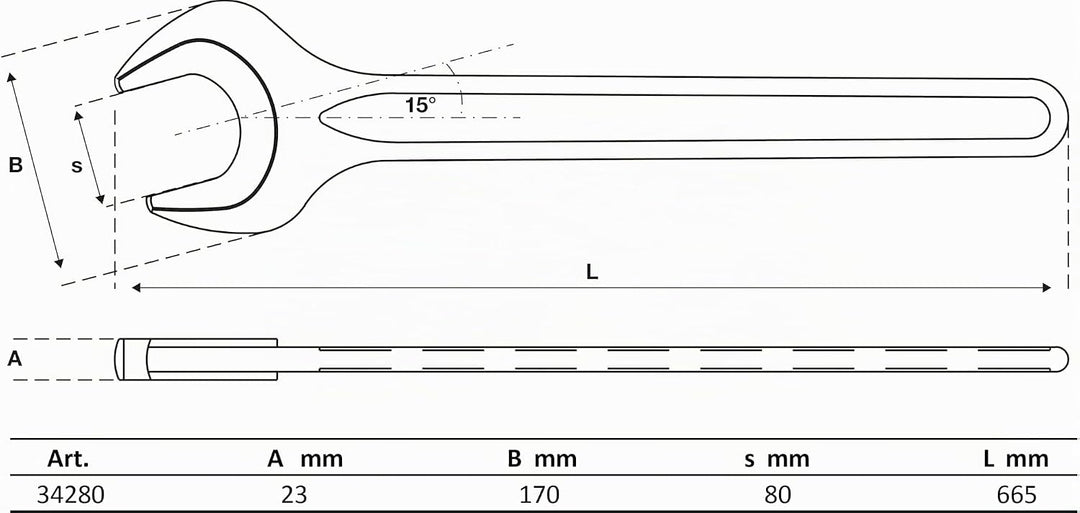 BGS 34280 | Einmaulschlüssel | SW 80 mm Schlüsselweite: 80 mm, Schlüsselweite: 80 mm
