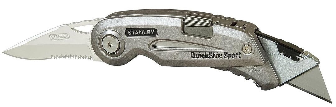 Stanley Quickslide II Sportmesser (gezahnte Sportklinge, mit Sicherheitssystem für sicheres Arbeiten