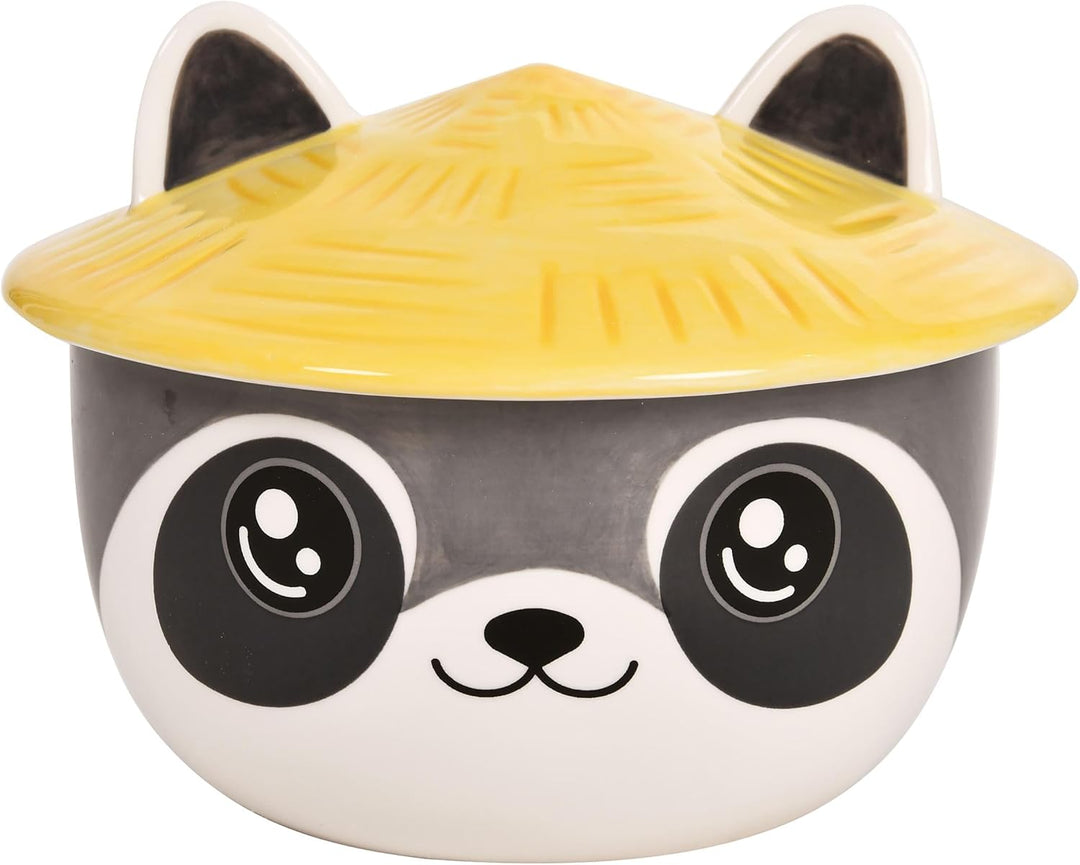 Elbenwald Waschbär Kawaii Schale mit Deckel für Anime Fans Ramen-Bowl Müslischale rundumbedruckt 550