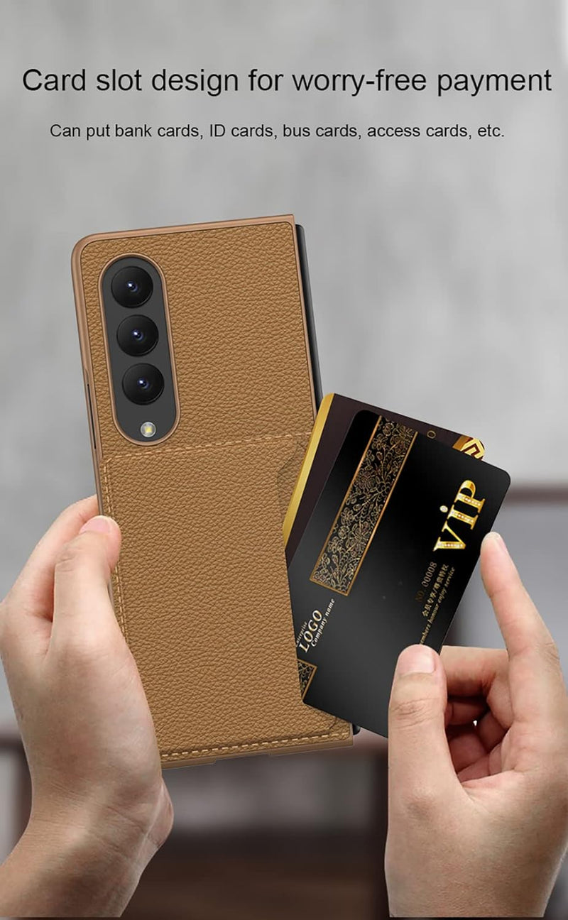 COQUE Hülle für Samsung Galaxy Z Fold 4,Ultra Slim Soft Leather Card Slot Bag Phone Case mit Standfu