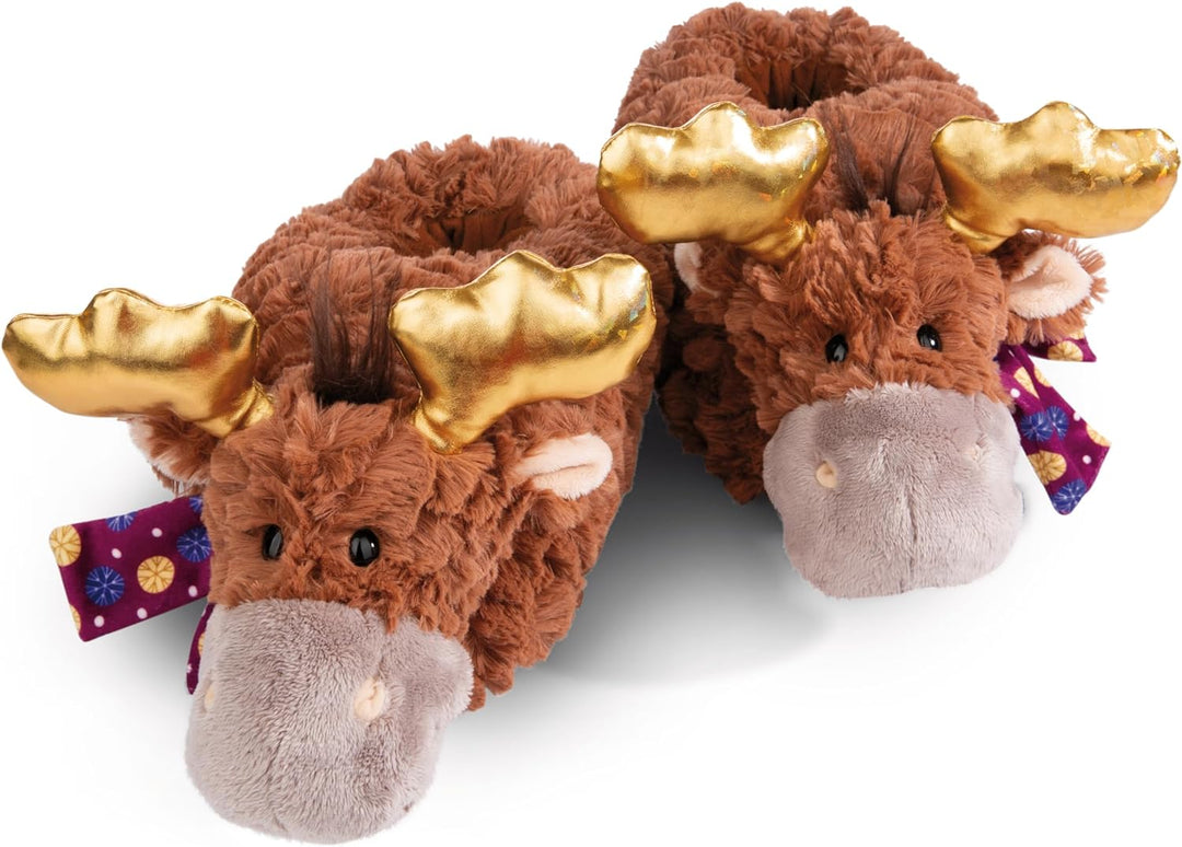 NICI 49336 Elch Thure Grösse 34-37 (M) braun-Nachhaltige warme Kuscheltier Hausschuhe für Jungen und