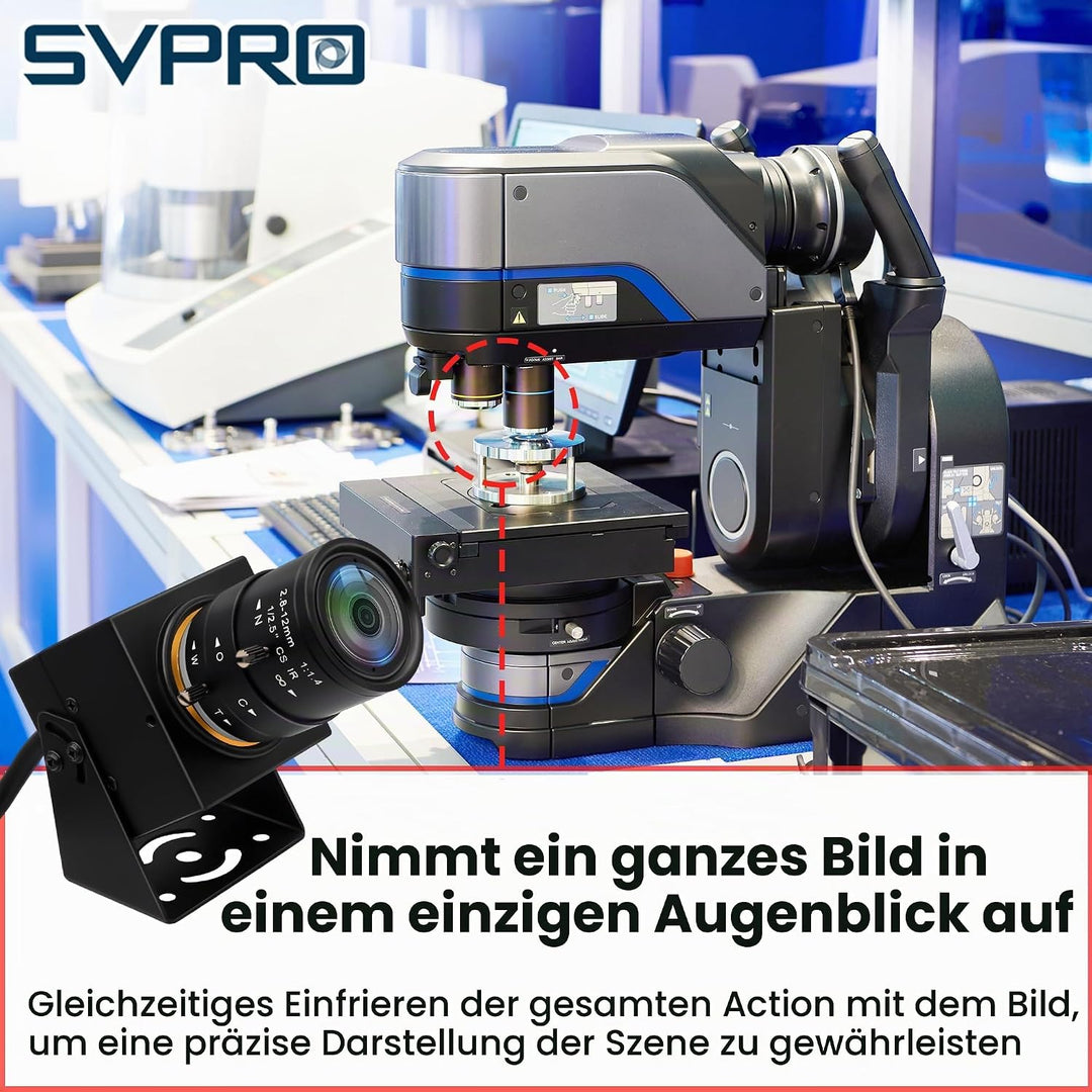 Svpro Global Shutter USB Kamera 2MP 90FPS Hochgeschwindigkeitskamera mit 2.8-12mm Zoomobjektiv, manu