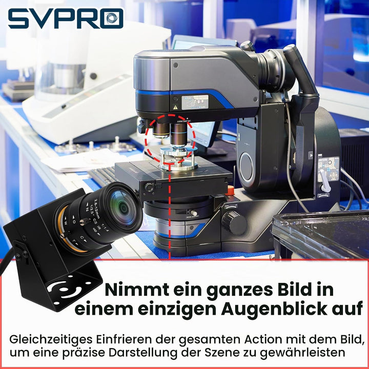 Svpro Global Shutter USB Kamera 2MP 90FPS Hochgeschwindigkeitskamera mit 2.8-12mm Zoomobjektiv, manu