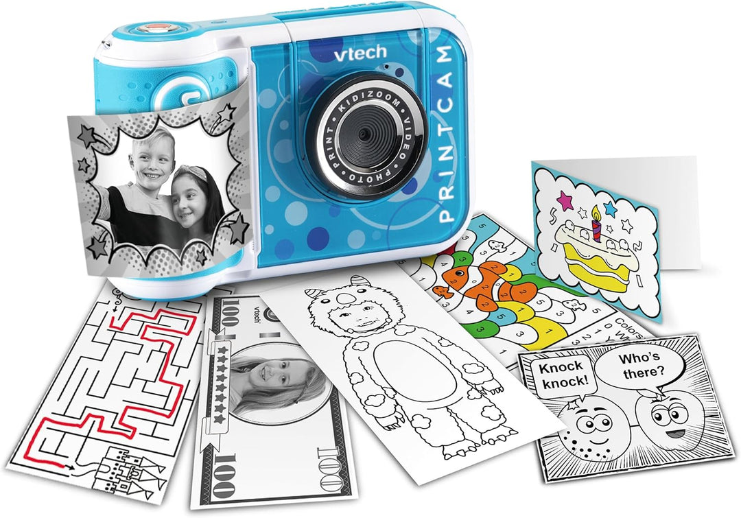 Vtech KidiZoom Print Cam blau – Sofortbild-Kinderkamera mit Druckfunktion,Selfie- und Videofunktion,