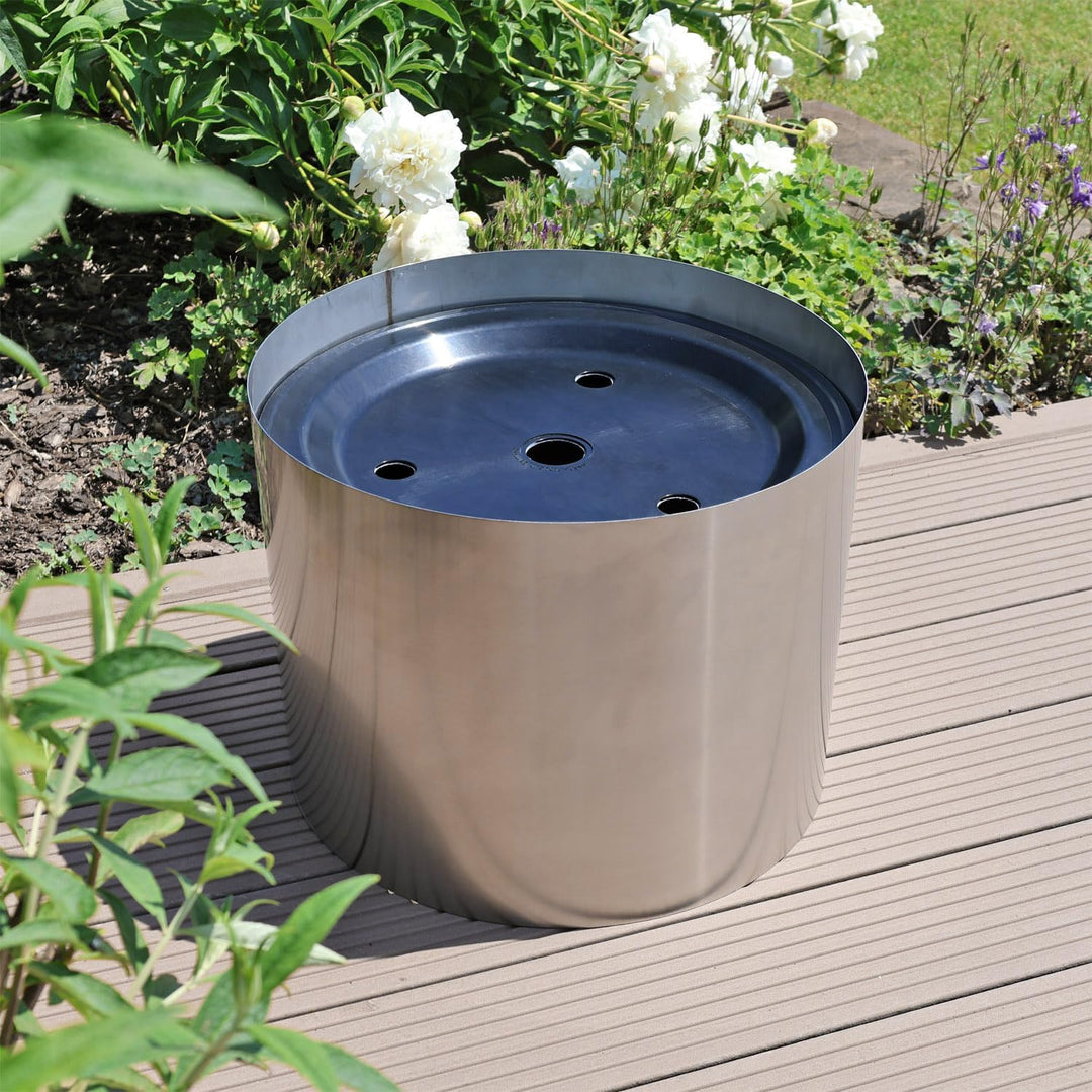 CLGarden Edelstahl Umrandung für 30 Liter Brunnenbecken Gartenbrunnen Brunnenumrandung für Terrasse