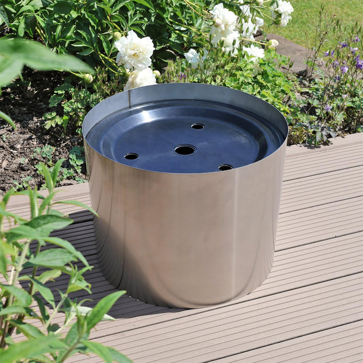 CLGarden Edelstahl Umrandung für 30 Liter Brunnenbecken Gartenbrunnen Brunnenumrandung für Terrasse