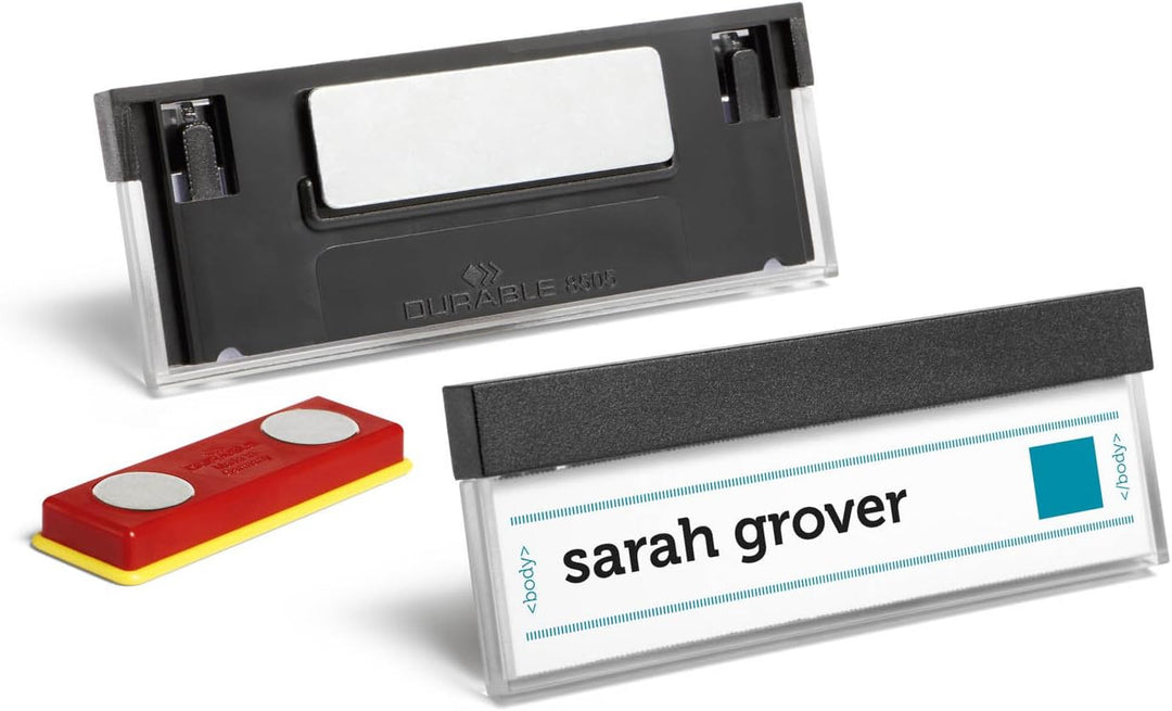 Durable Namensschild Select, 17 x 67 mm, mit Magnet, Packung à 25 Stück, schwarz, 850501 17 x 67 mm