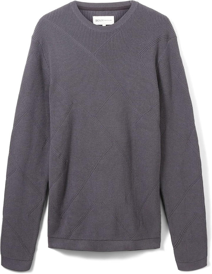 TOM TAILOR Denim Herren Strickpullover mit Struktur L 29476 - Coal Grey, L 29476 - Coal Grey