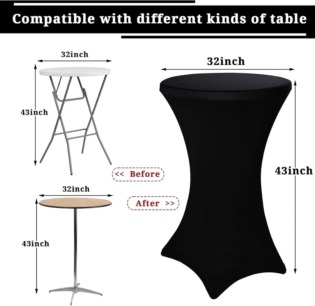 10er-Set Stretch Stehtisch Husse für Bistrotisch Ø 80-85 cm Elegante ,Verstärkung im Fussbereich,40°