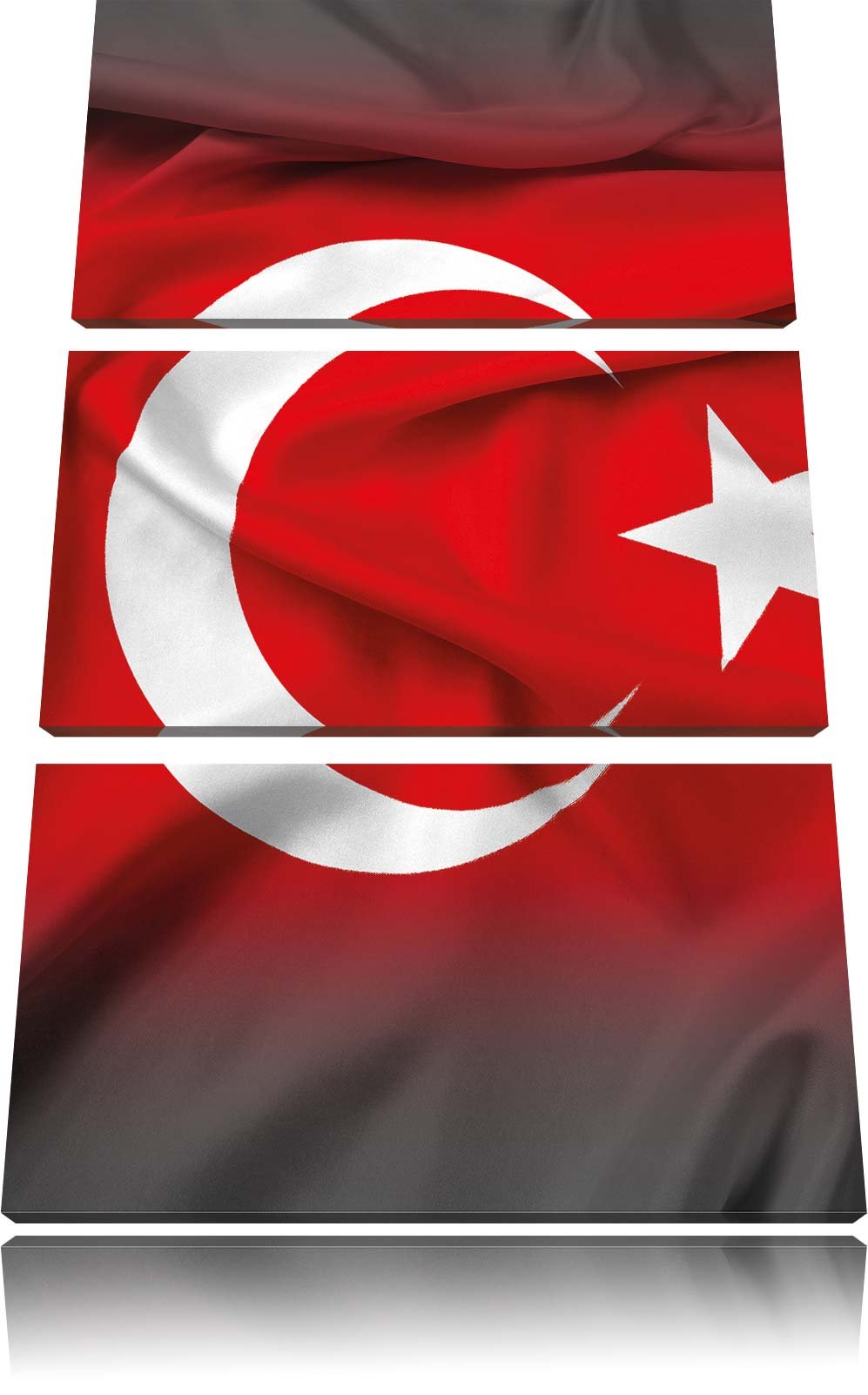 Pixxprint Flagge der Türkei schwarz/weiss als Leinwandbild/Grösse: 3 Teilig (120x80 cm) cm/Wandbild/