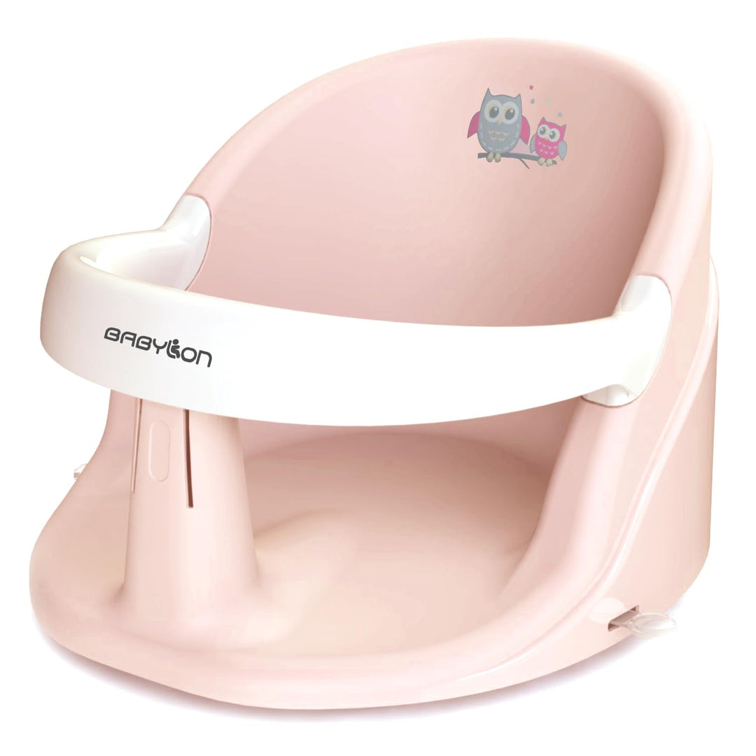 BABYLON Nemo Baby Badewannensitz, Antirutsch-Saugnäpfe, 6M+, Rosa-Weiss | bequemlichkeit beim Baden