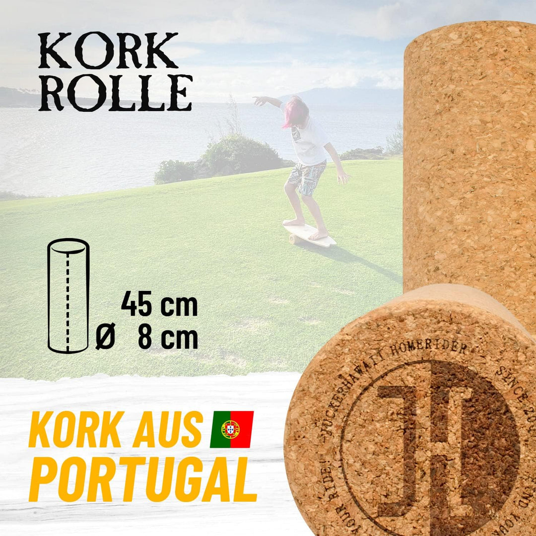 JUCKER HAWAII Balanceboard Rolle aus Kork – 3 Durchmesser für Anfänger bis Profis – FSC Kork aus Por