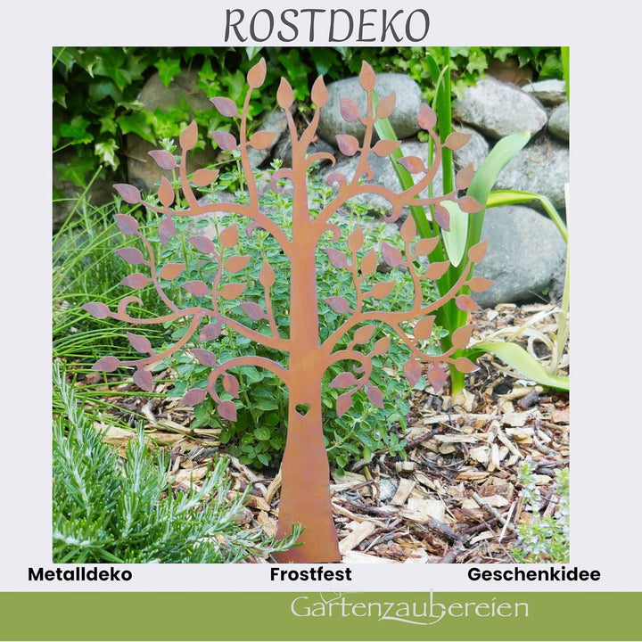 Gartenstecker Lebensbaum Edelrost 39cm als Gartendeko zum Stecken in Rostoptik