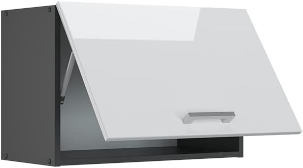 Vicco Hängeschrank R-Line, Weiss Hochglanz/Anthrazit, 60 cm Flach Weiss Hochglanz Dunsthaubenschrank