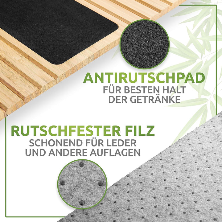 Heimelig Sofa Tablett | rutschfeste Couch Ablage aus nachhaltigem Bambus | Flexibler Sofa Butler für
