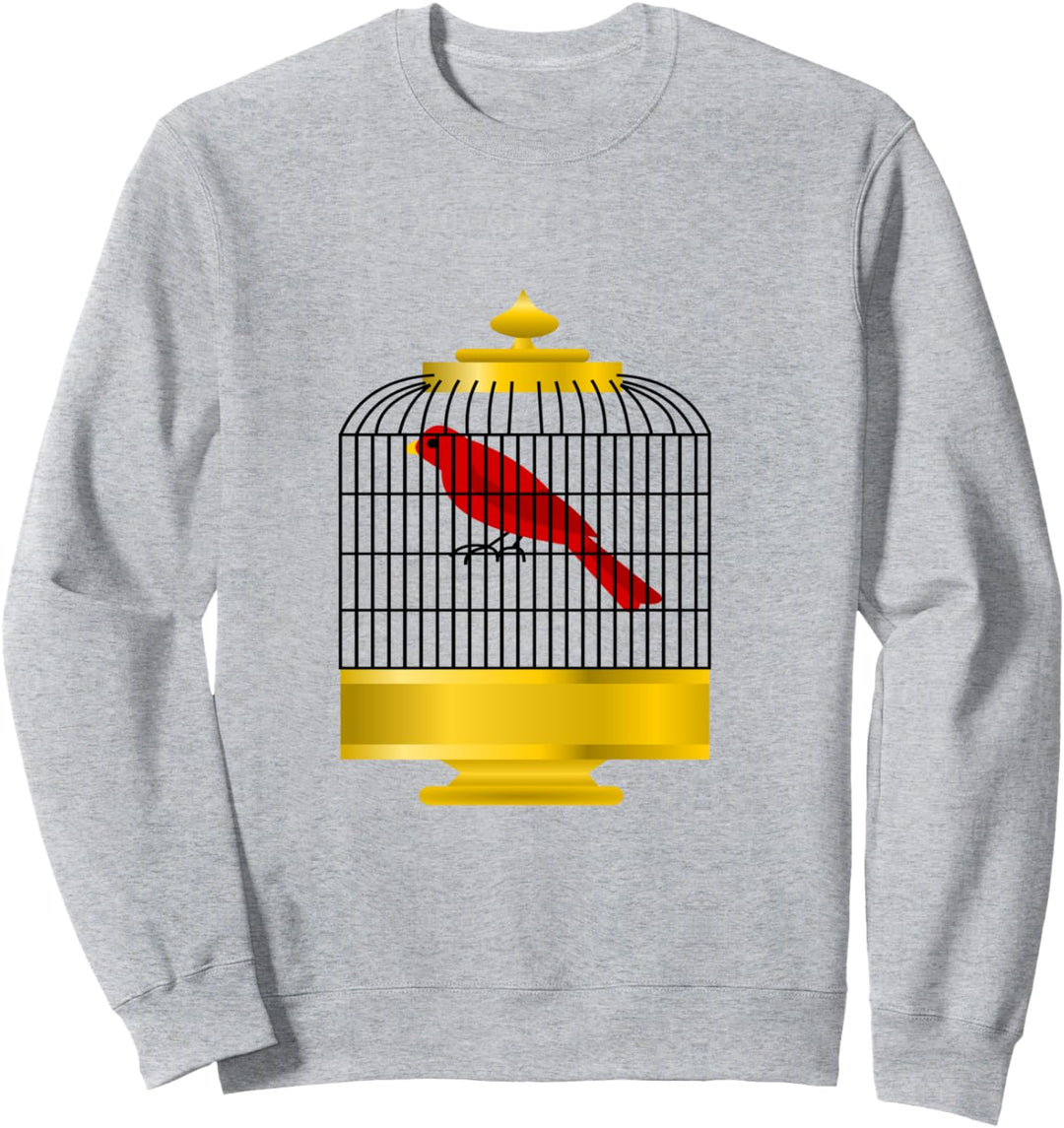 Roter Vogel im Vogelkäfig Sweatshirt