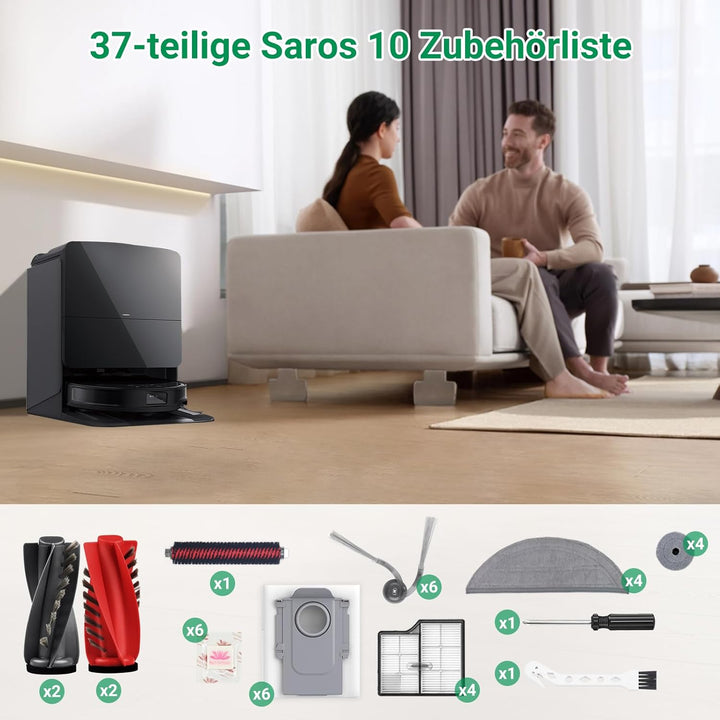 37 Stück für Roborock Saros 10 Reinigungszubehör, inkl. 6 Flach-Duftstein, 4 Hauptbürsten, 6 Staubbe