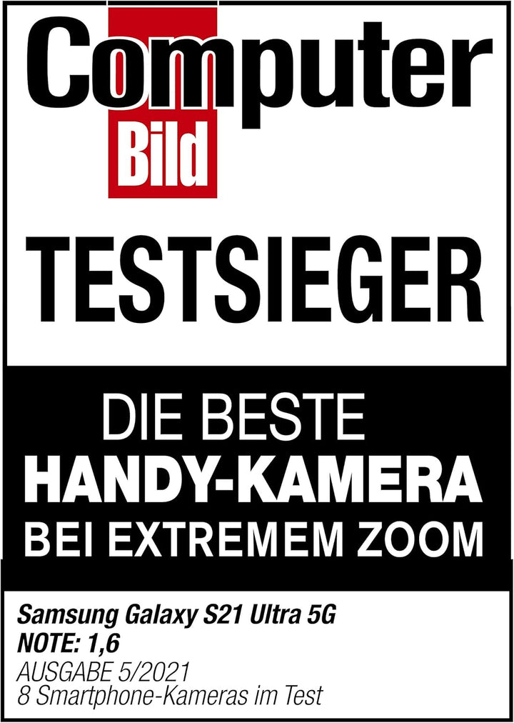 Samsung Galaxy S21 Ultra 5G, Android Smartphone ohne Vertrag, Quad-Kamera, Infinity-O Display, 512 G