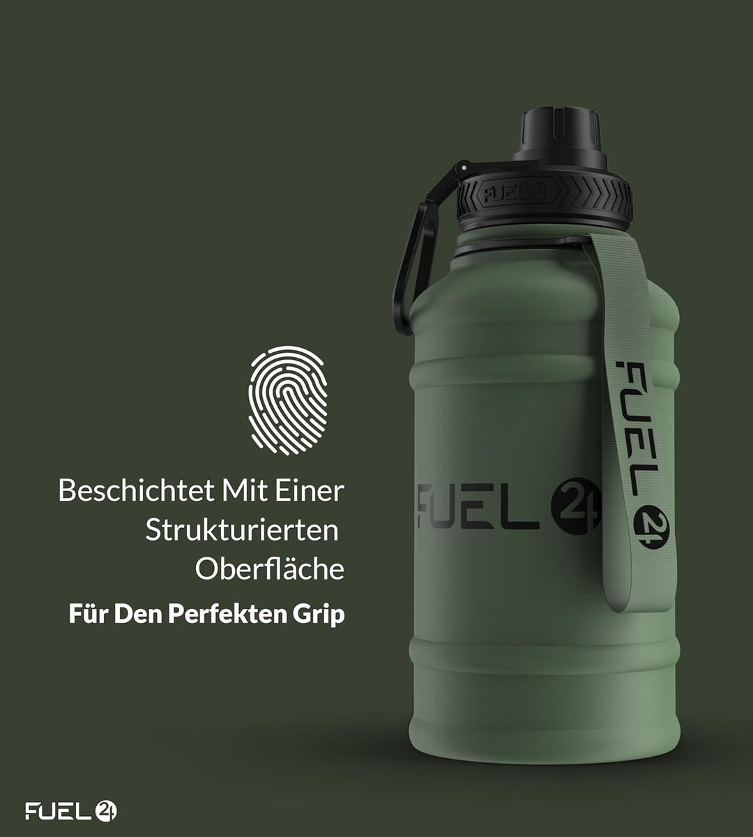 Fuel24 Extra Stark Trinkflasche Edelstahl Metall 1.3L & 2.2L - Auslaufsicher & BPA-Frei Wasserflasch