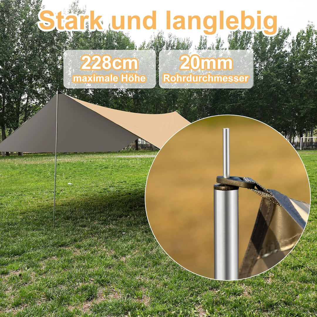 WADEO Camping Zeltplane wasserdicht 4 x 3 m, Plane Regenfliege mit Stangen Heringen Zeltspannleinen,